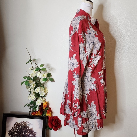 Free People Shake It Up Dress Mini Tiered Long Sleeve Fall Lightweight RARE - Picture 6 of 14